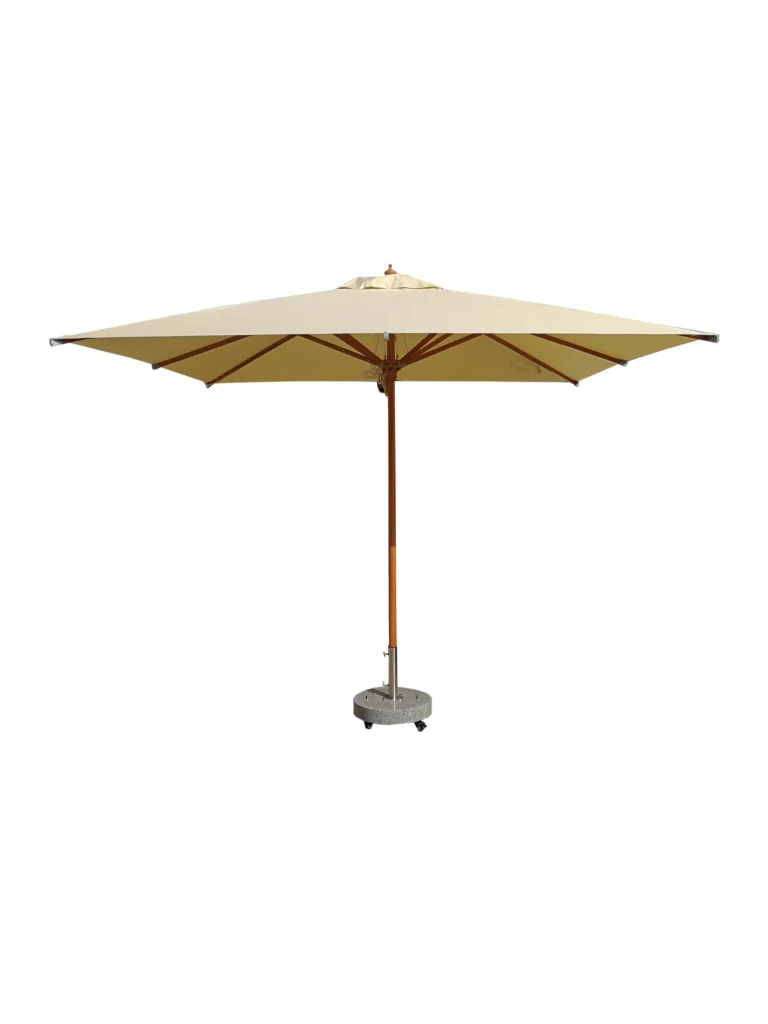 Aluminium wood look umbrella outside patio
