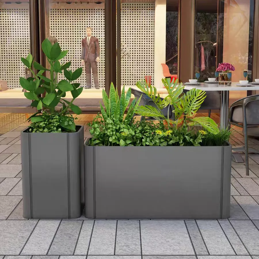 large outdoor metal planter boxes